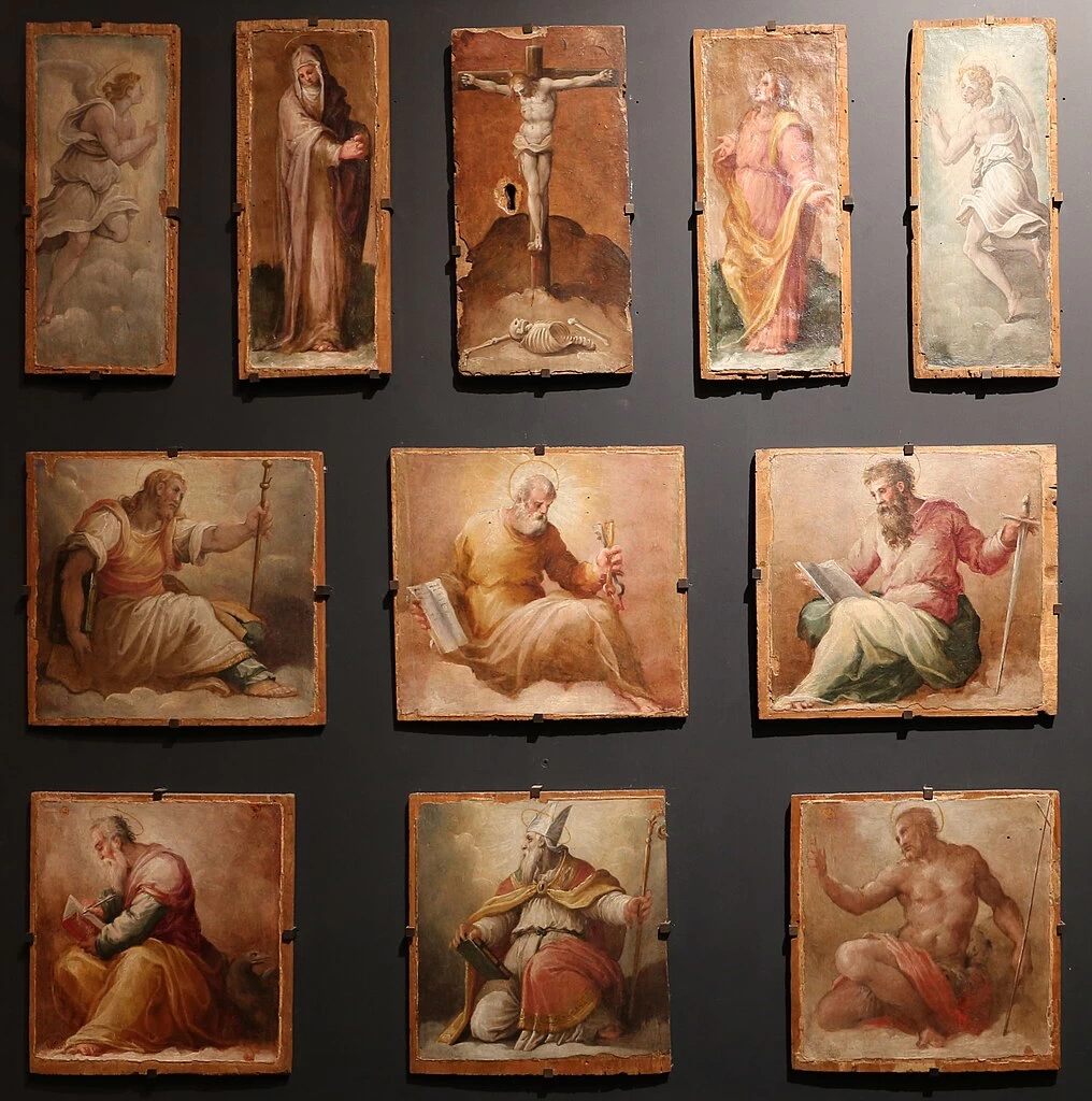 Crocifisso, dolenti, angeli e sei santi, dal ciborio del duomo di Pistoia - Museo Civico di Pistoia